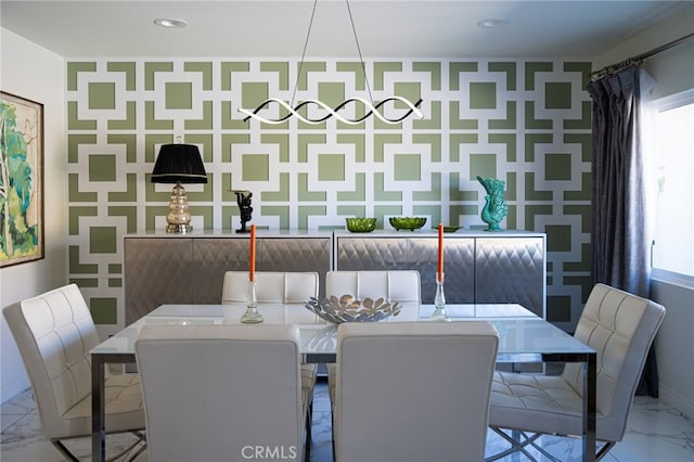 1190 S Calle Marcus, Palm Springs, CA 92264 - dining space featuring marble finish flooring, recessed lighting, and baseboards