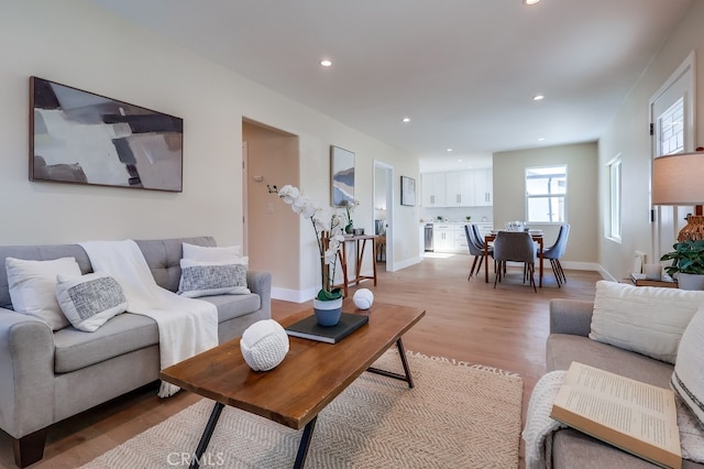 living room featuring light hardwood / wood-style flooring