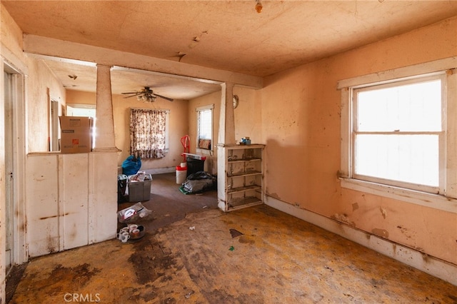 misc room with ceiling fan