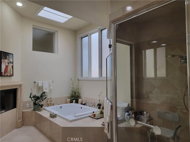 bathroom with plus walk in shower