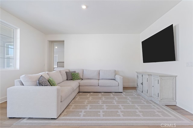 living room featuring light hardwood / wood-style flooring