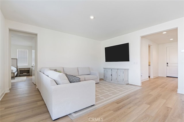 living room featuring light wood-type flooring