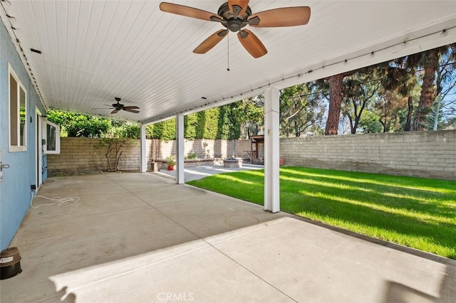 view of patio / terrace with ceiling fan