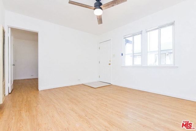 interior space featuring ceiling fan and light hardwood / wood-style floors