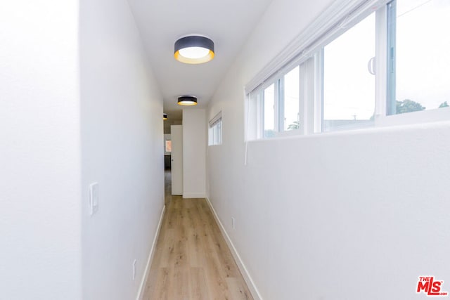 hall with light hardwood / wood-style flooring