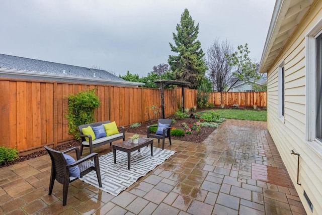 view of patio featuring an outdoor hangout area