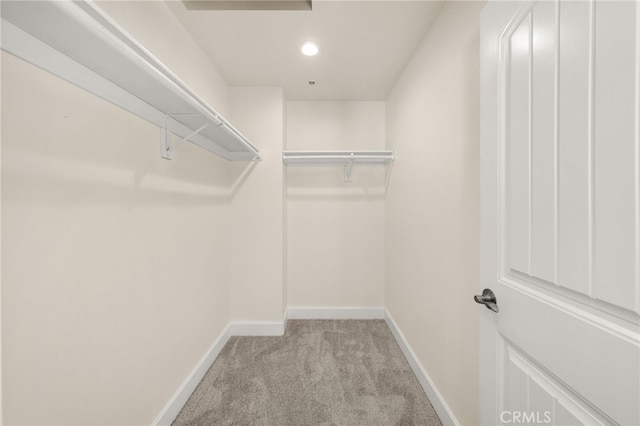 spacious closet with light carpet