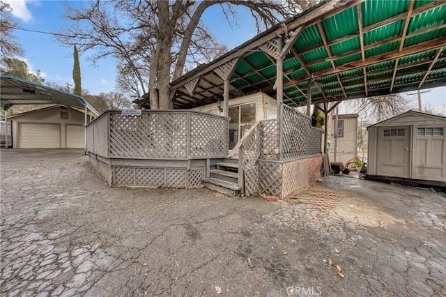 exterior space with a storage unit