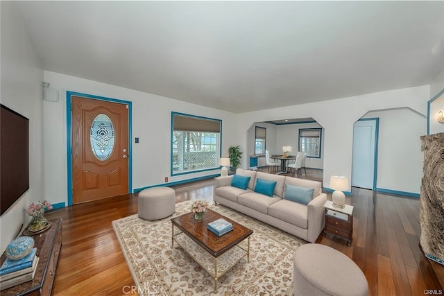 living room featuring hardwood / wood-style floors