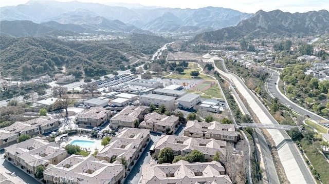 aerial view featuring a mountain view