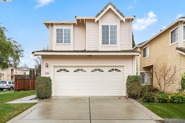 view of front property with a garage