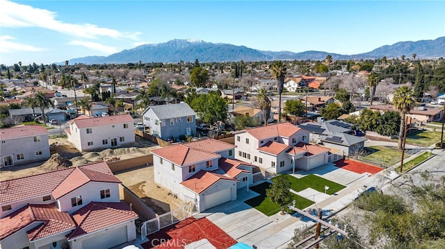 aerial view with a residential view and a mountain view