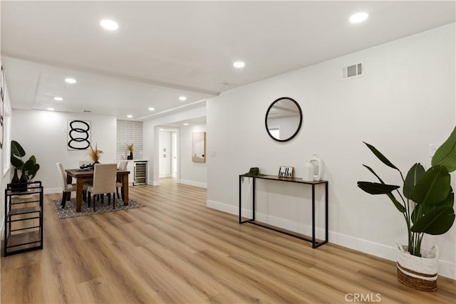 dining room with light wood-type flooring