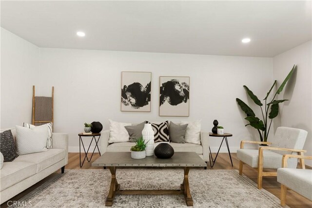 living room with hardwood / wood-style floors