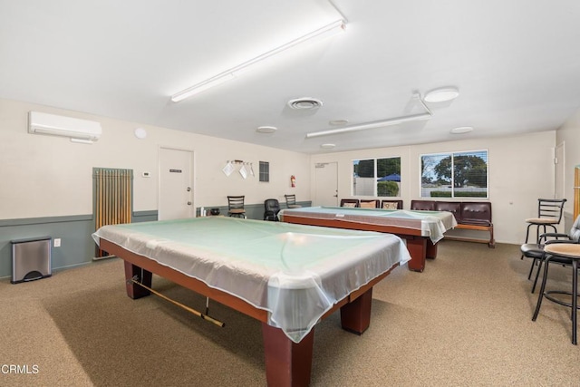 game room featuring a wall mounted air conditioner and pool table