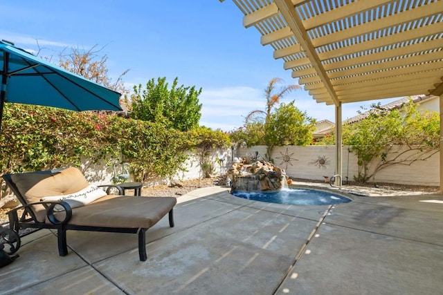 view of swimming pool featuring a patio area and a pergola