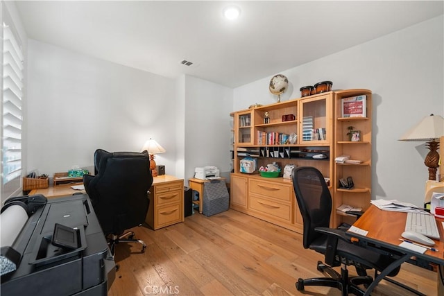 office featuring light hardwood / wood-style flooring