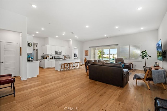 living room with light wood-type flooring