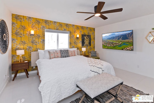 bedroom featuring ceiling fan