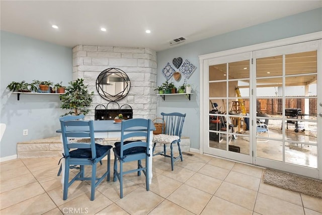 view of tiled dining room