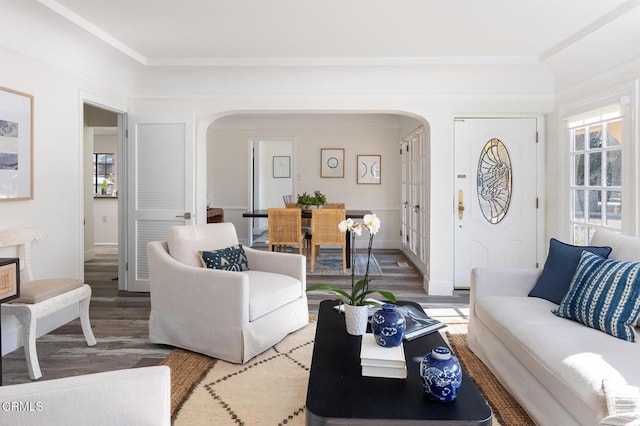 living room with wood-type flooring