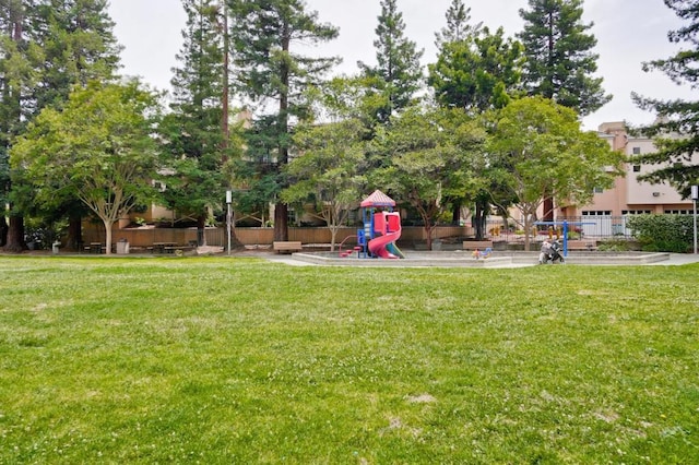 view of yard featuring a playground