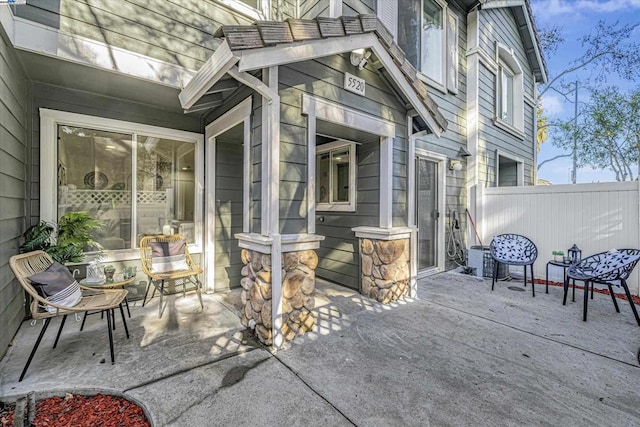 view of patio featuring central AC unit