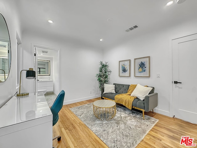 office space featuring light hardwood / wood-style flooring