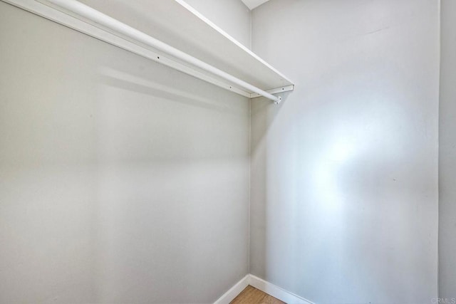 walk in closet with wood-type flooring