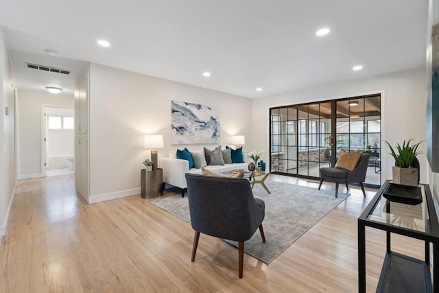 living room with light wood-type flooring