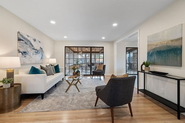 living room featuring light hardwood / wood-style flooring