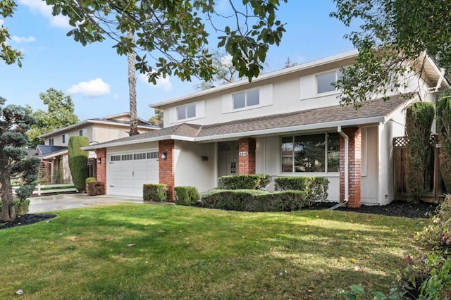 view of front of house with a garage and a front yard