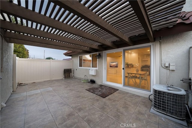 view of patio / terrace featuring a pergola and central air condition unit