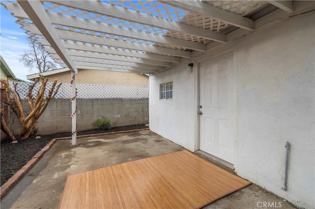 view of patio / terrace featuring a pergola