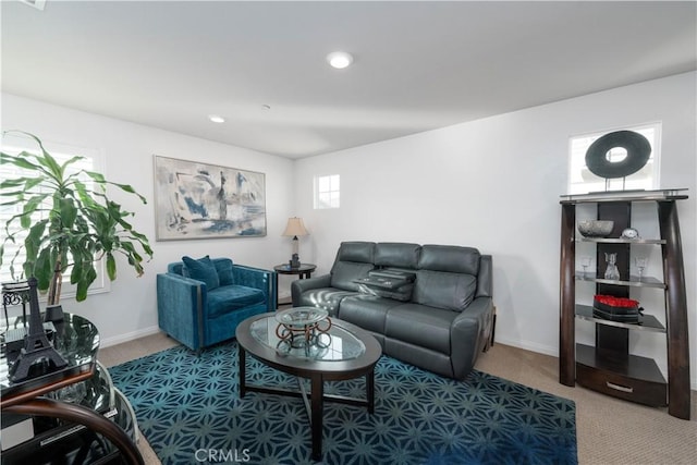 living room featuring carpet floors