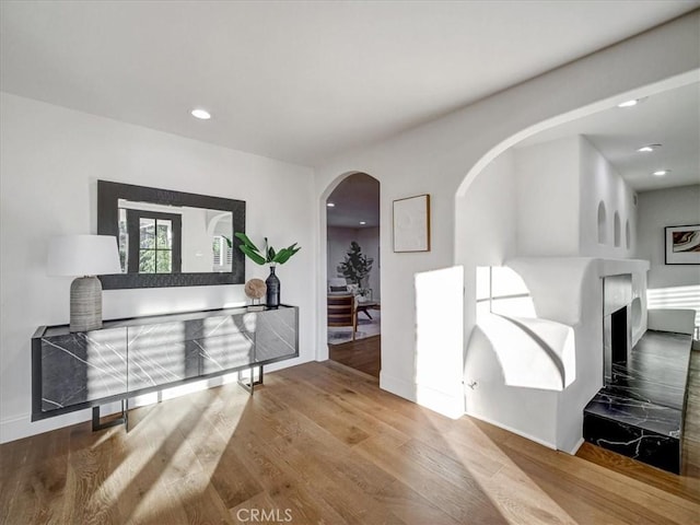 interior space with hardwood / wood-style floors