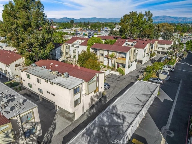 bird's eye view with a mountain view