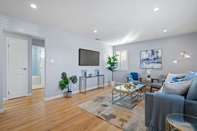 living room featuring light hardwood / wood-style floors