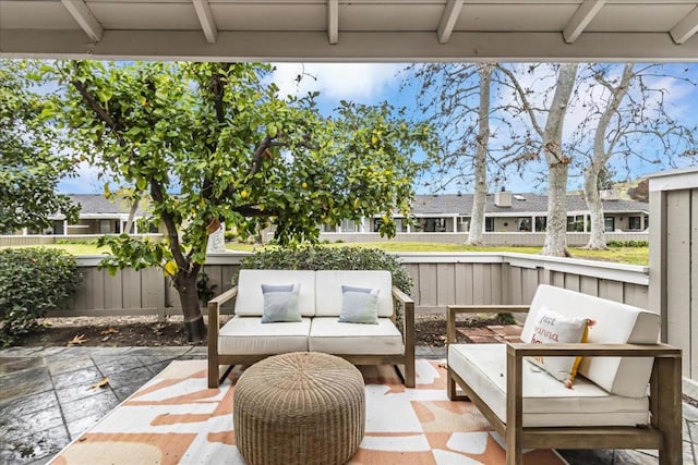 view of patio with an outdoor hangout area