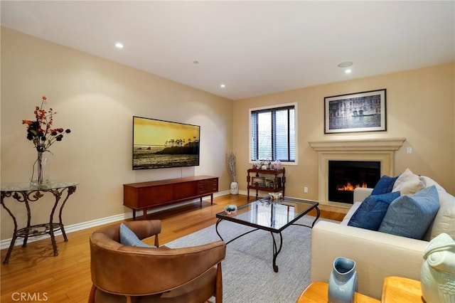 living room with light hardwood / wood-style floors