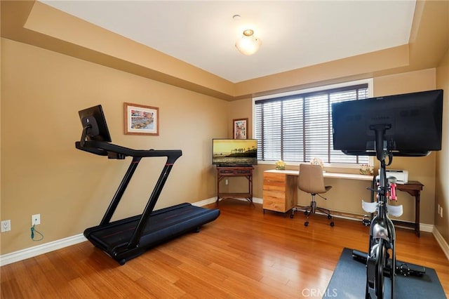 exercise room featuring hardwood / wood-style flooring