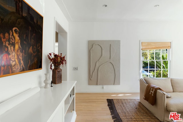 interior space with light hardwood / wood-style flooring