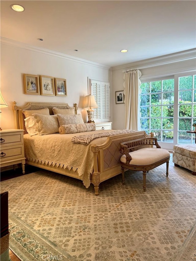 bedroom with ornamental molding