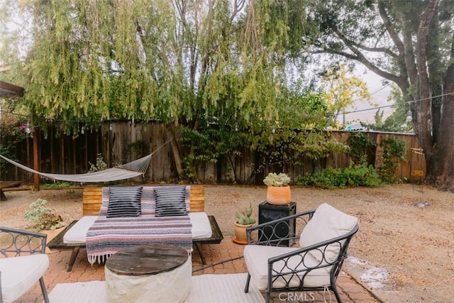 view of patio with an outdoor living space