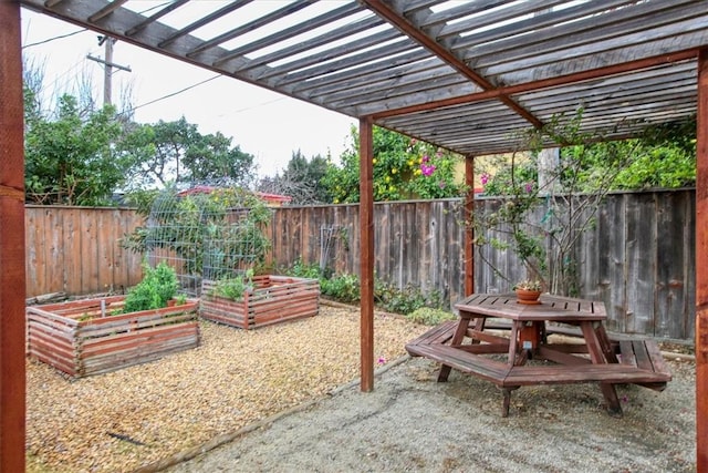 view of patio featuring a pergola