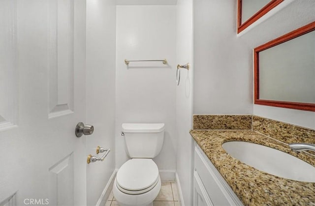 bathroom featuring tile patterned floors, toilet, and vanity