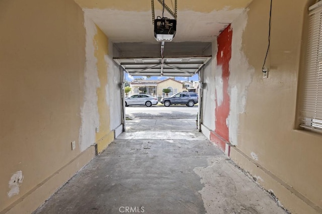 garage with a garage door opener