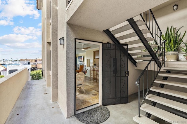 doorway to property with a balcony