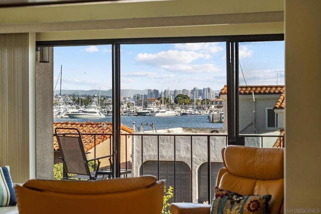 balcony with a water view