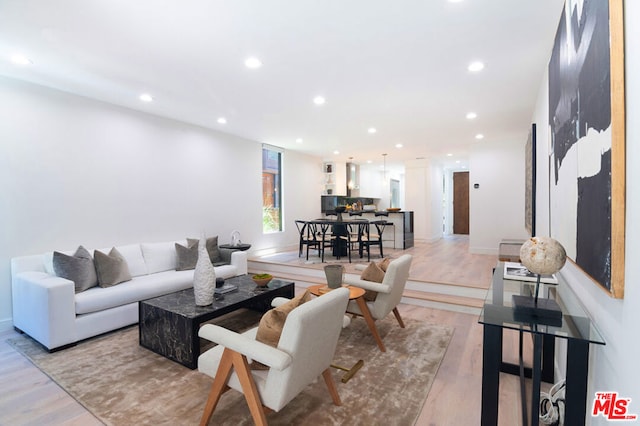 living room featuring light hardwood / wood-style flooring